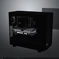 Black Computer Case with Transparent Side Panel and Internal PC Components