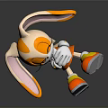 Cute Cartoon Bunny Orange White Large Ears Closed Eyes Smiling With Orange Pants Gray Shoes