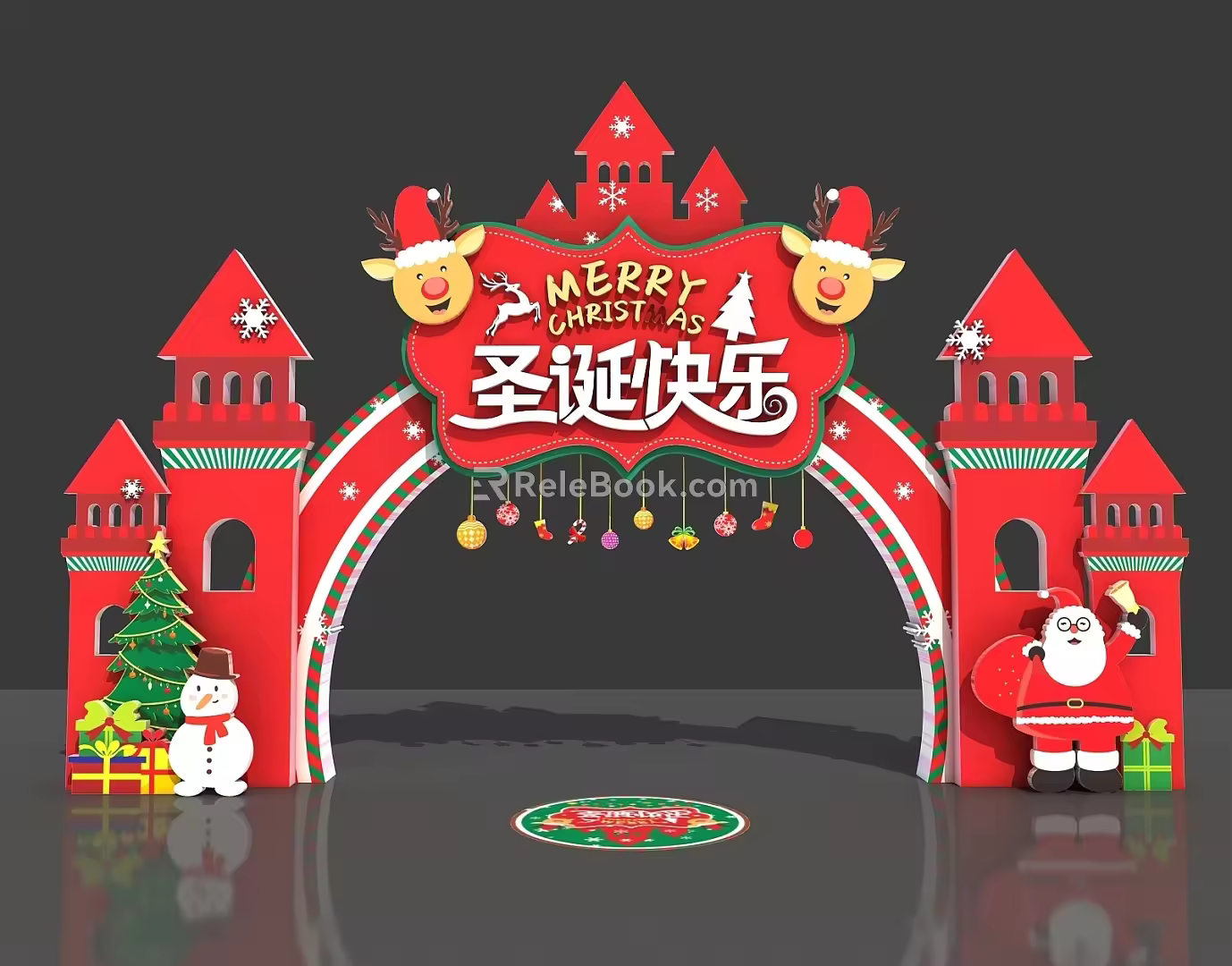 Mentou Meichen Arch Christmas Shopping Promotion DP Atmosphere Pushcard Cartoon Booth Photo Arrangement Net Red Pile Head 3d model