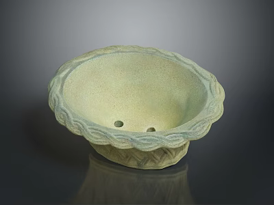 Light Green Ceramic Bowl with Braided Edge and Small Bottom Holes for Home Use 3d model
