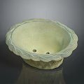 Light Green Ceramic Bowl with Braided Edge and Small Bottom Holes for Home Use