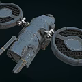 Sci Fi Metallic Aircraft With DR7 DR08 F19 8835 Markings And Yellow Propeller