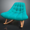 Stylish Modern Turquoise Tufted Lounge Chair With Wooden Legs Design