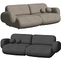 Modern Beige And Gray Upholstered Two Seater Sofa With Round Cushions 3d model