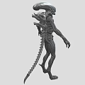 Sci Fi Alien Creature Character With Skeletal Mechanical Design Long Tail And Sharp Claws