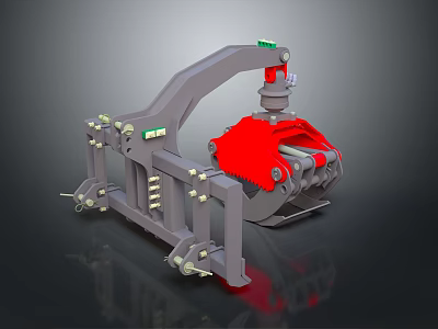Industrial Mechanical Gripper With Heavy Duty Structure Hydraulic Components And Green Indicator Parts 3d model