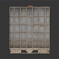 Square Metal Storage Tank With Red Lid And Frame Structure On White Background