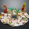 Miniature Desert Landscape Model With Various Stones Green Plants And Colorful Decorations