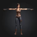 3D Female Character With Brown Vest Black Leather Pants Boots And Outstretched Arms