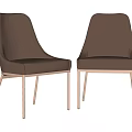 Two Modern Brown Leather Leisure Chairs With Sleek Metal Legs Design