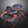 Mechanical Spider Character With Purple Orange Details And Fantasy Creature Design