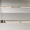 Sleek Modern Linear Pendant Light With Metallic Structure And Illuminated Strip Design 3d model