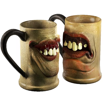 Unique Mouth Shaped Kitchen Mugs For Drinkware 3d model Unique Mouth Shaped Kitchen Mugs For Drinkware 3d model
