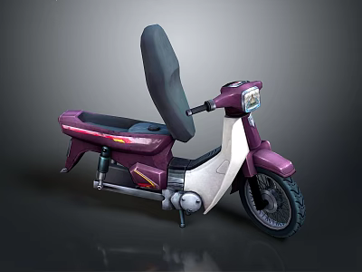 Purple Scooter With Black Seat Headlight Decorative Stripes And Sleek Body Design 3d model
