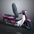 Purple Scooter With Black Seat Headlight Decorative Stripes And Sleek Body Design