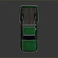 Green Pickup Truck With Metal Front Guard And Roof Lights On Dark Background