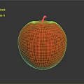 Juicy Red Apple With Brown Stem Smooth Surface And Reflection On Gray Background