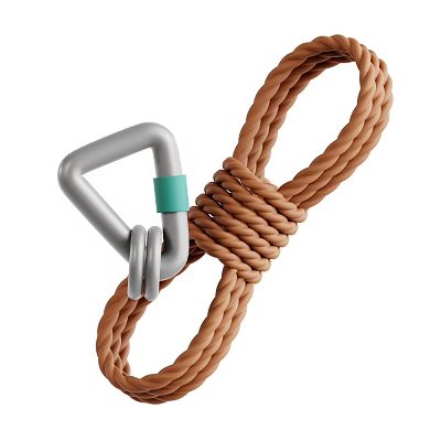 Decorative Ornament Combination with Brown Rope Knotted Design and Silver Metal Buckle Green Ring 3d model