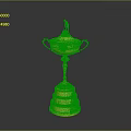 Golden Trophy With Lid Two Handles And Multi Tiered Base Top Figurine