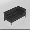 Black Leather Abstract Shaped Sofa with Modern Sleek Design and Clean Lines 3d model