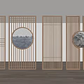 New Chinese style screen lattice partition 3d model
