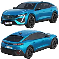 Blue Car Front And Rear View 3d model