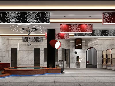 Luxury SPA Sauna Interior Design With Modern Relaxation Area And Marble Walls 3d model