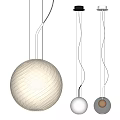 Modern White Spherical Pendant Lights With Wavy Texture For Interior Decor 3d model