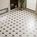 Decorative White And Brown Cross Pattern Floor Tiles For Interior Space Decoration 3d model