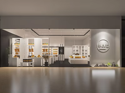 Modern Mall Store Interior With Neat Display Shelves And Arranged Products 3d model