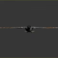 Flying Duck With Spread Wings And Brown Black Striped Feathers On Gray Background