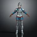 Medieval Knight Full Body Metal Armor With Blue Red Decorative Accents Design