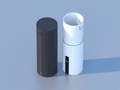 Two Black And White Cylindrical Objects Modern Sleek Design Home Devices 3d model