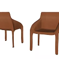 Modern Brown Leather Dining Chairs Featuring Sleek Design And Comfortable Armrests 3d model