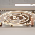 Chillchan Window Display Featuring Circular Neon Lights MY MO Signage Cartoon Figure And Dress Mannequin