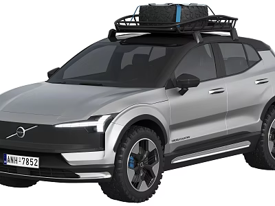 Volvo SUV Showcasing Roof Rack And Luggage With Modern Style 3d model