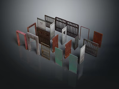 Diverse Collection of Doors with Various Styles Colors and Designs 3d model