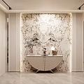 Modern Entryway Hallway Interior Design With Marble Feature Wall And Console Table