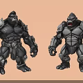 Armored Gorilla Characters With Muscular Build And Protective Armor Design 3d model