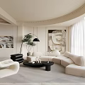 Modern Living Dining Room Interior With White Sofa Black Coffee Table And Wall Art