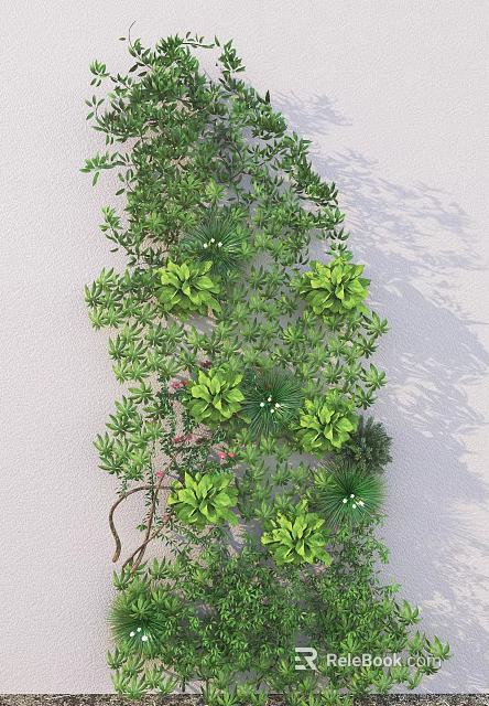 Arbor Green Wall With Lush Foliage Vines And Small Pink Flowers 3d model 