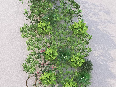 Arbor Green Wall With Lush Foliage Vines And Small Pink Flowers 3d model