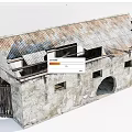 Old Stone Building With Rusted Metal Roof And Wooden Door Structure