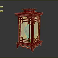 Traditional Red Chinese Lantern With Carved Wooden Frame And Illuminated Interior
