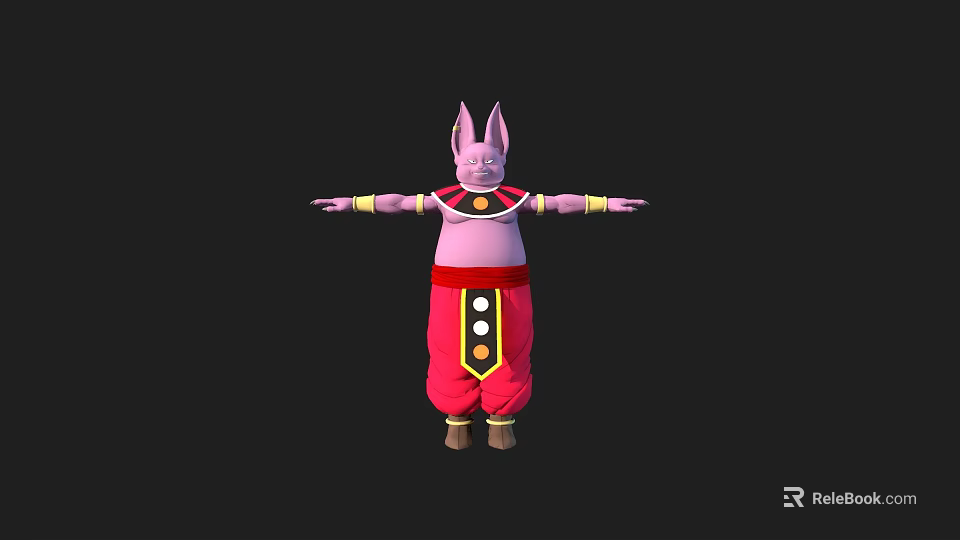 Pink Rabbit Eared Game Movie Character Red Pants Yellow Circle Decorations Yellow Wristbands Arms Outstretched 3d model 