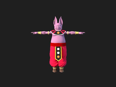 Pink Rabbit Eared Game Movie Character Red Pants Yellow Circle Decorations Yellow Wristbands Arms Outstretched 3d model