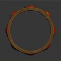Elegant Copper Colored Bracelet with Inlaid Circular Red Gemstones Decorative Jewelry