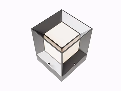 Modern Cube Shaped Outdoor Wall Light With Metal Frame And Transparent Panel 3d model