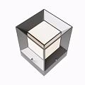Modern Cube Shaped Outdoor Wall Light With Metal Frame And Transparent Panel