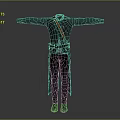Detailed 3D Character Outfit With Gray Long Coat Red Belt Black Pants And Brown Shoes